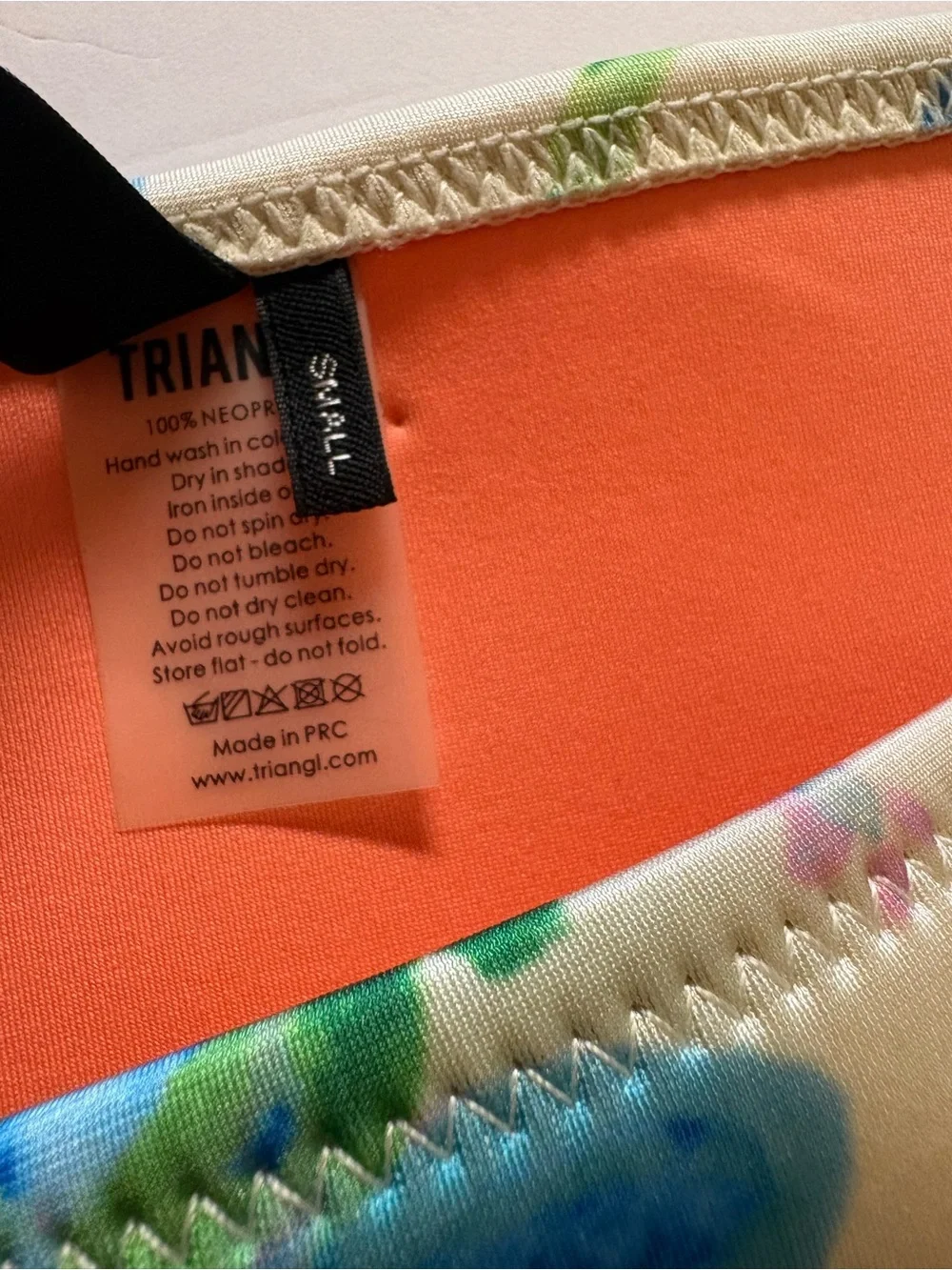 triangl swimwear Orange floral print neoprene Bikini bottom S